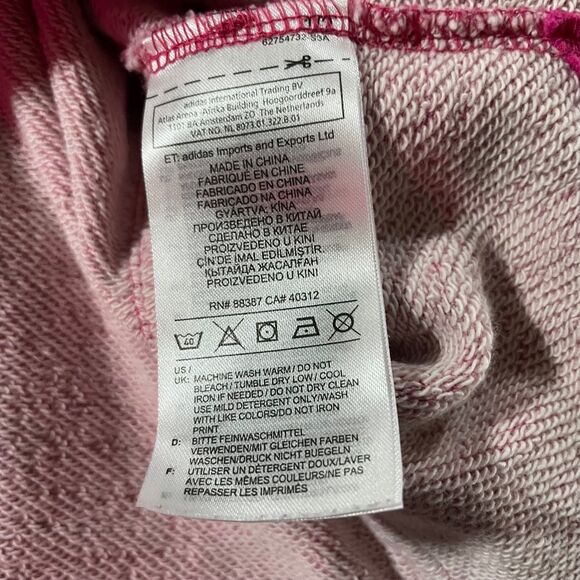 Adidas Womens Large Pink Pullover Hoodie Sweatshirt Kangaroo Pocket Hi Low Hem - Picture 7 of 8